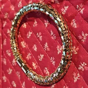 Vintage Gold Snakeskin Style Mesh Bangle Bracelet